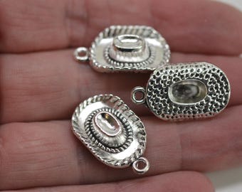 Cowboy Hat Charms, Zinc Alloy, Jewelry Making (Set of 10)
