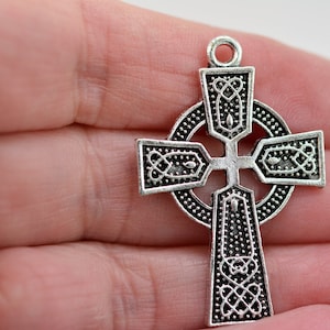Cross Pendant, Celtic Knot Cross Pendant, Carved Pattern Cross, Celtic Knot Cross, Crucifix Pendant