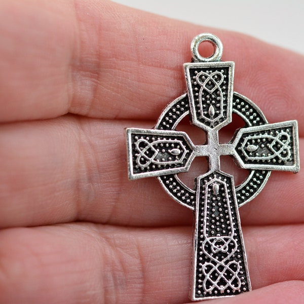 Cross Pendant, Celtic Knot Cross Pendant, Carved Pattern Cross, Celtic Knot Cross, Crucifix Pendant