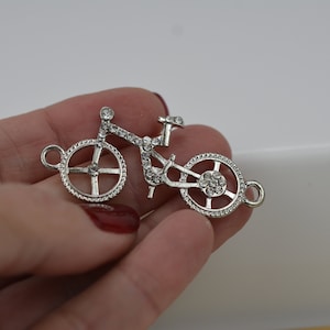 Charms/pendants/connector Charms, enjoy the Little Things in Round Metal 1  Frame, and a Pink Bicycle, 2.25 X 1.5. Jewelry Supply. 