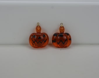 Resin Jack O Lantern Charm: Halloween Pumpkin (Set of 2)