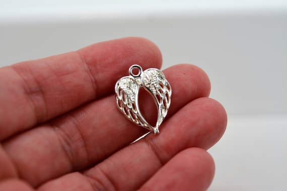 Filigree Angel Wing Charm: Shiny Silver, Antique Silver, or Gold (Set of 2)