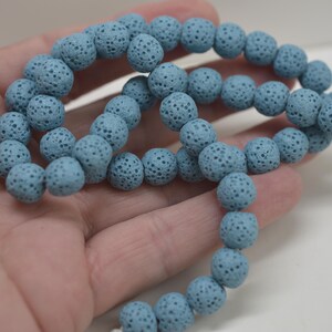 Cuentas de lava azul, collar de 51 cuentas