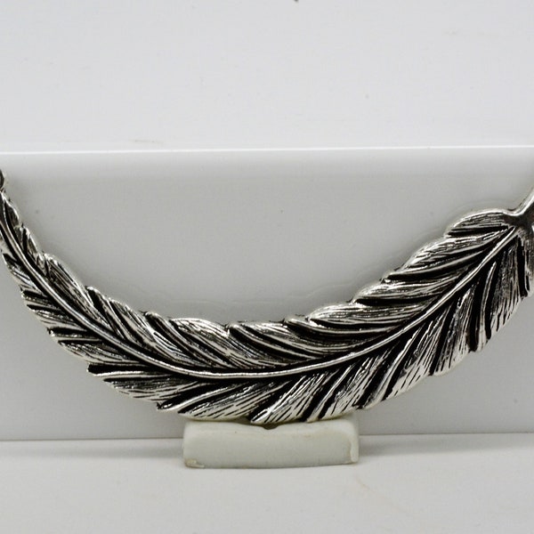 Feather Connector, Large Feather Connector, Silver Connector, Jewelry Connector, Leaf Connector