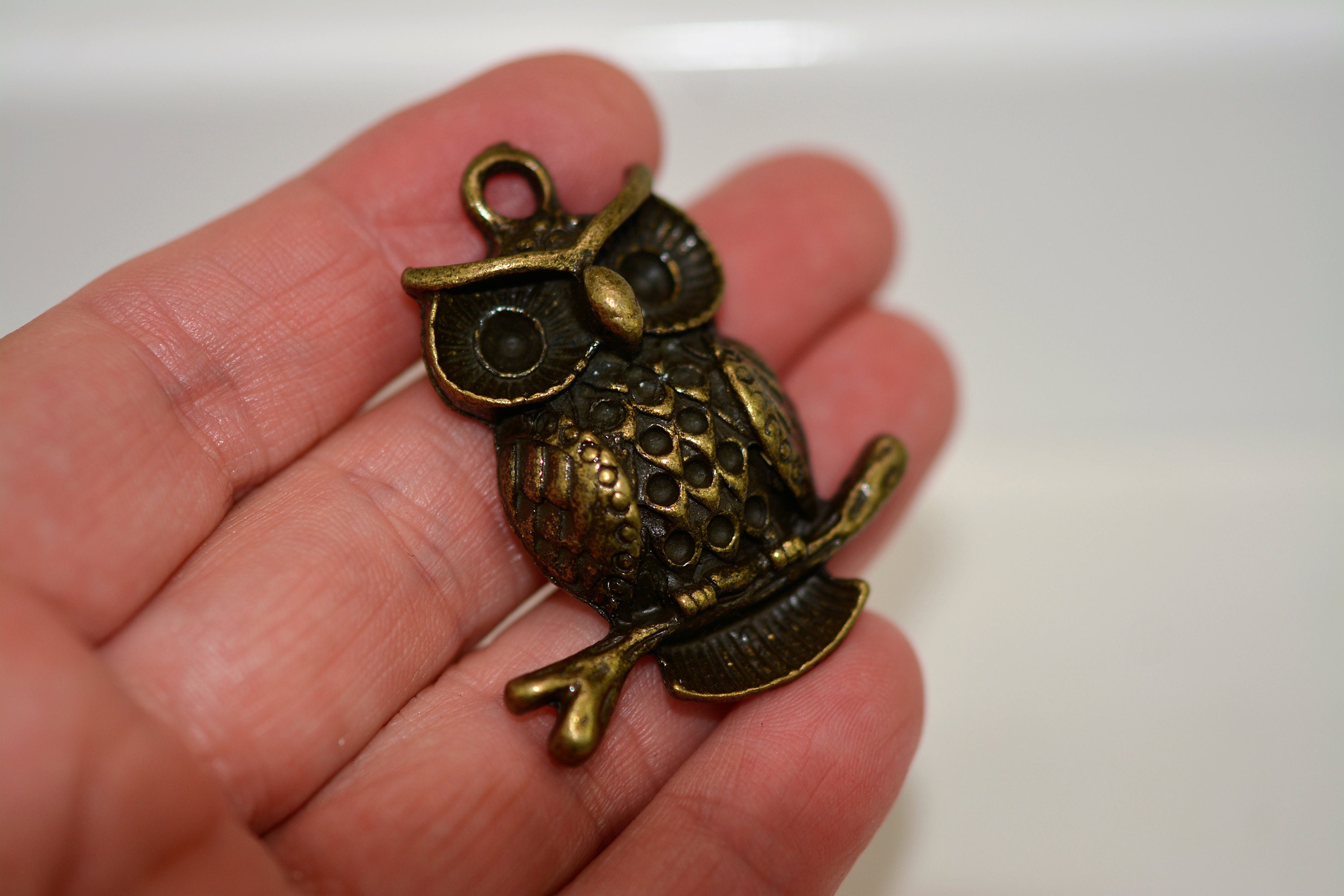 Owl Pendant, Hoot Owl Pendant, Large Owl Pendant, Antique Bronze Owl Pendant