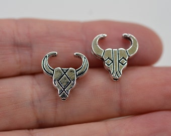 Cow Head Spacer Beads: Southwestern Zinc Alloy Charms (Set of 10)
