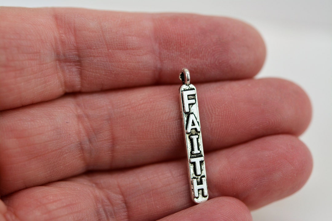 Faith Charm, Rectangular Faith Charm, Religious Charm, Set of 10 Faith