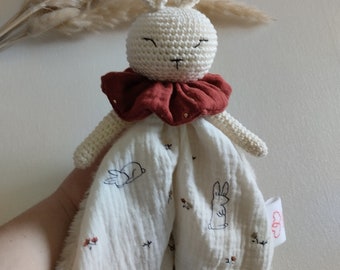 cuddly toy rabbit heart crochet and personalized sewing