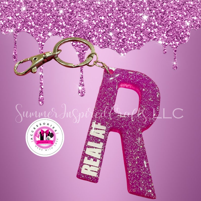 GLITTER LETTER KEYCHAINS Accessories Key Decor Purse Decor Journal