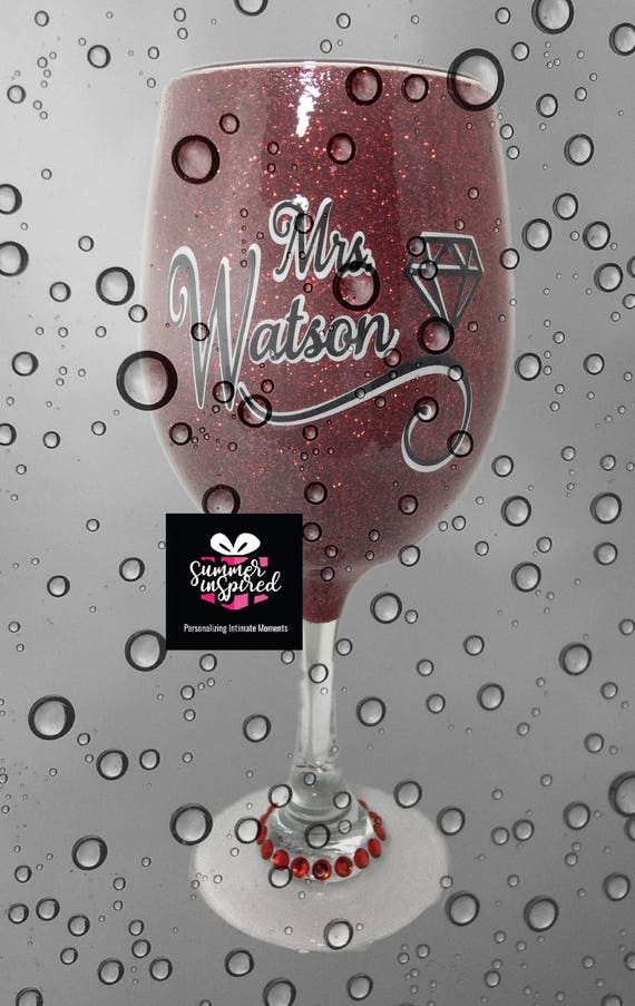 Glitter Wine Glass Decorative Wine Glass Personalized Wine Etsy