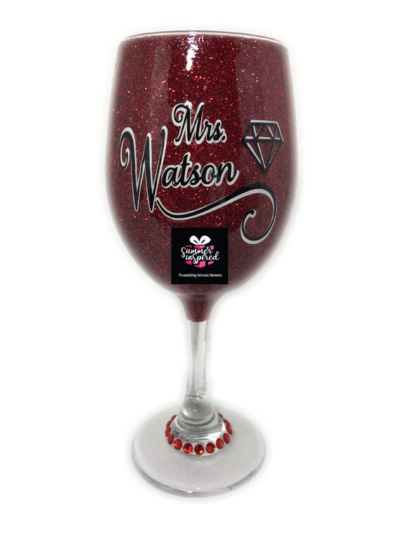 Glitter Wine Glass Decorative Wine Glass Personalized Wine Etsy