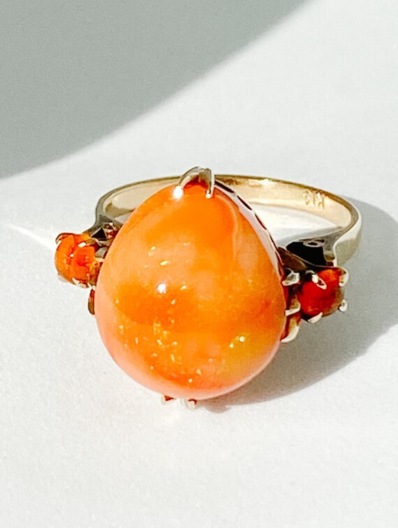 Mexican Fire Opal set 18k gold ring