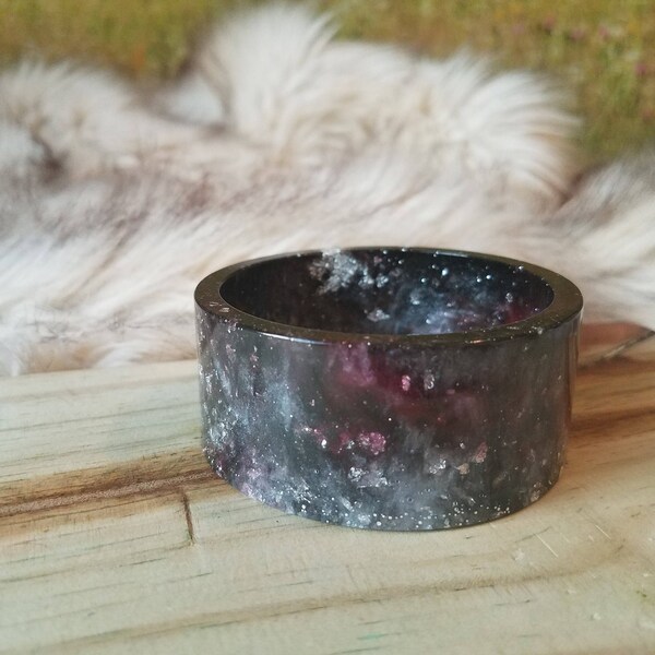 Black Ink Galaxy Resin Cuff Bangle