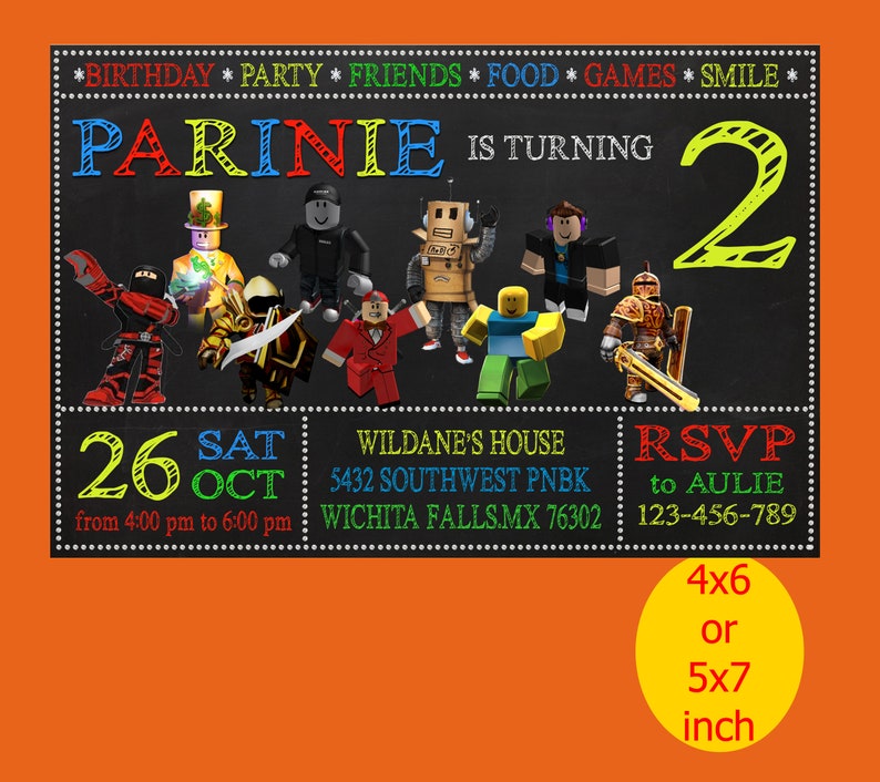 Roblox Birthday Invitation Roblox Invitation Roblox Birthday Roblox Party Roblox Printable Instant Download - 