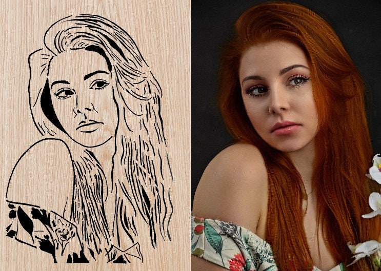 Custom Hand Drawn Portrait Scroll Saw Pattern Stencil Template - Etsy