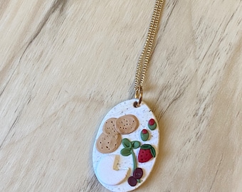 Charcuterie Board Clay Necklace Gold