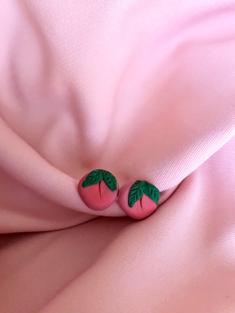 Peach Studs Handmade Clay Earrings