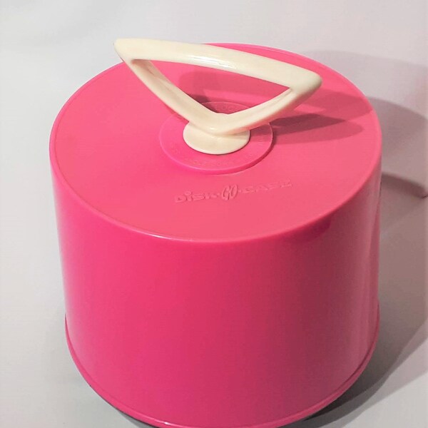 Vintage 1960s Hot Pink Disk Go Case 45 RPM Record Case Carrying Case