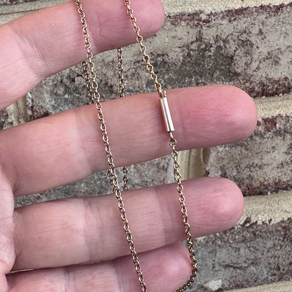 Antique 9K Rose Gold Cable Chain Necklace, 17.75" Long, 1.5 MM Wide