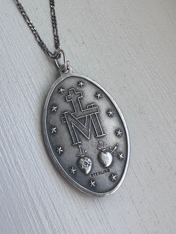 Vintage Sterling Silver Virgin Mary Miraculous Me… - image 5