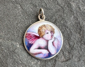 Rare Enamel Cherub Pendant