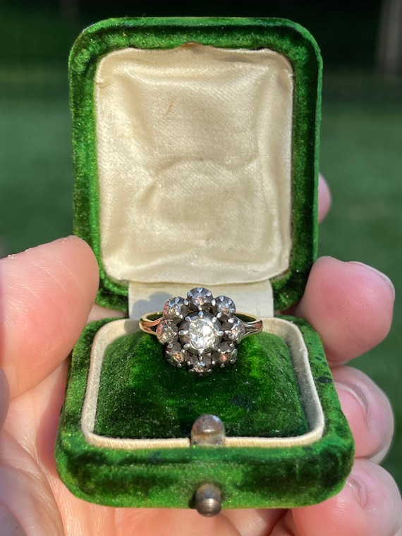 Antique Diamond Georgian Cluster Conversion Ring - image 2