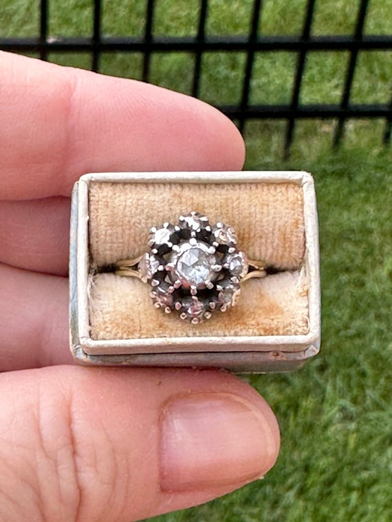 Antique Diamond Georgian Cluster Conversion Ring - image 4