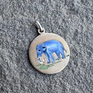 Rare Antique Elephant Pendant, Enamel Gilt Silver image 2