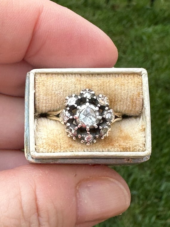 Antique Diamond Georgian Cluster Conversion Ring - image 1