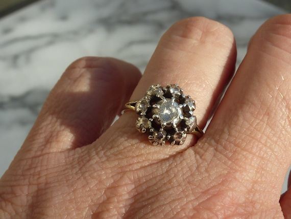 Antique Diamond Georgian Cluster Conversion Ring - image 5