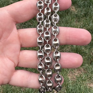 Vintage Gucci Style Anchor or Mariner Link Chain Necklace, Sterling Silver
