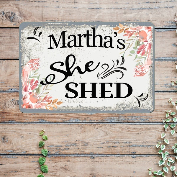 Personalized She Shed Metal Sign - Custom Garden Gift for She Cave - Gardener Hanging Wall Decor