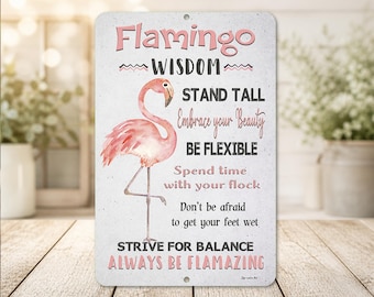 Flamingo Wisdom Sign | Tropical Wall Decor | Inspirational Quote Art | Beach House Accent