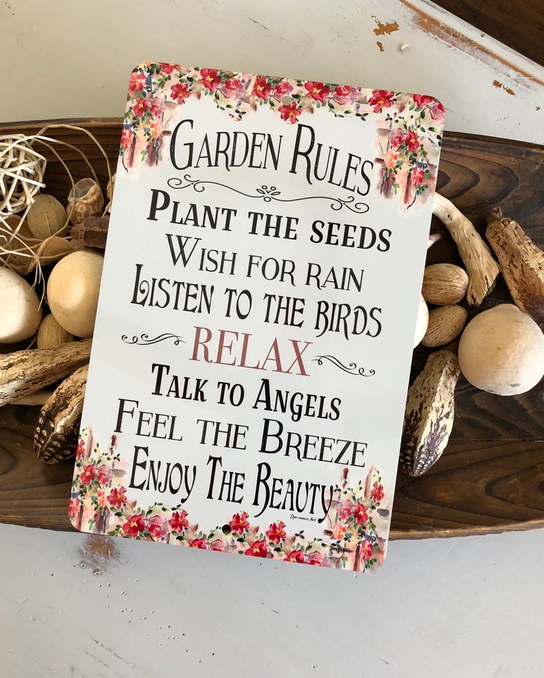 Garden Rules Sign Garden Sign Gardening Quote Etsy