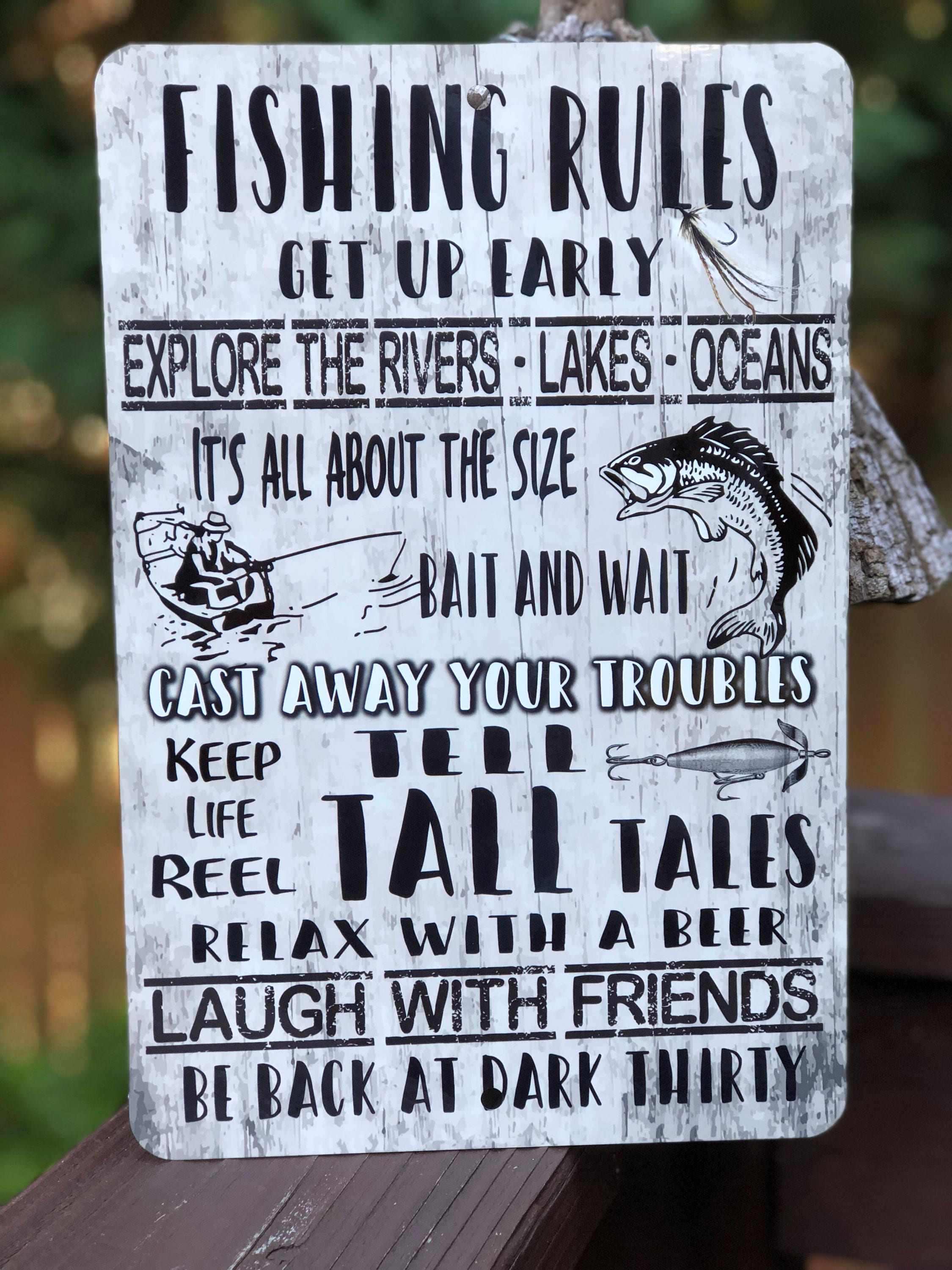 Fishing Rules Sign Metal Fishing Sign 12x8 Metal Sign Etsy