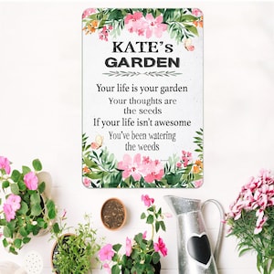 Personalized Garden Sign | Your Life is Your Garden Inspirational Garden Quote for Outdoor Spaces | Custom Name Garden Decor