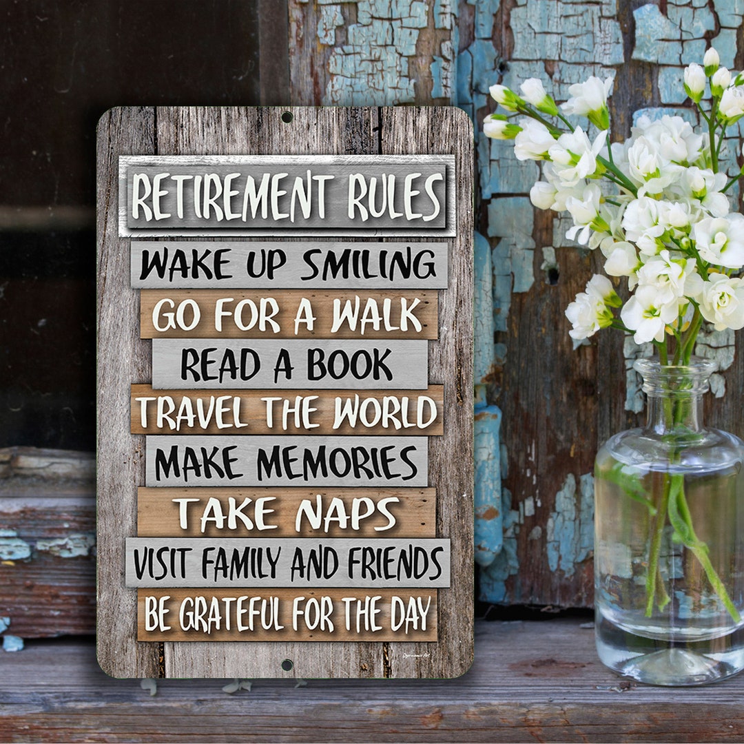 Retirement Rules Metal Sign, Coworker Retirement Party Gift, Retirement ...