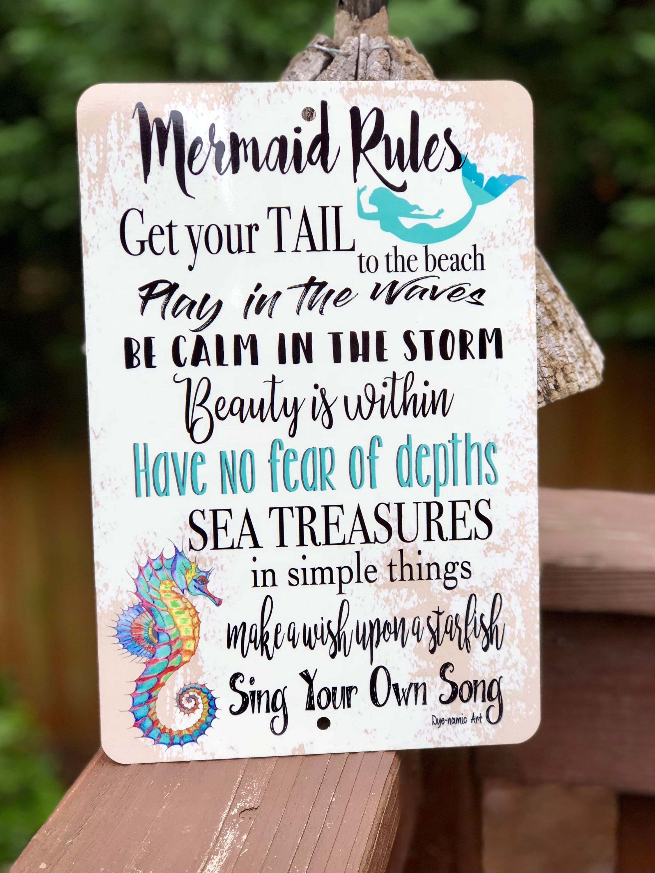 Mermaid Kisses Starfish Wishes 12" x 12" Metal Sign Coastal Nautical Home Decor Mermaid Kisses Starfish Wishes 12" x 12" Metal Sign Coastal Nautical Home Decor
