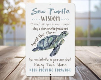 Sea Turtle Wisdom Sign | Coastal Decor | Beach House Wall Art | Ocean Inspired Gift