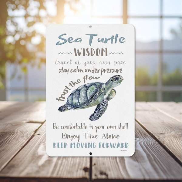 Sea Turtle Wisdom Sign | Coastal Decor | Beach House Wall Art | Ocean Inspired Gift