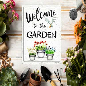 Welcome to the Garden Sign She Shed Flower Garden Decor Metal Hanging ...