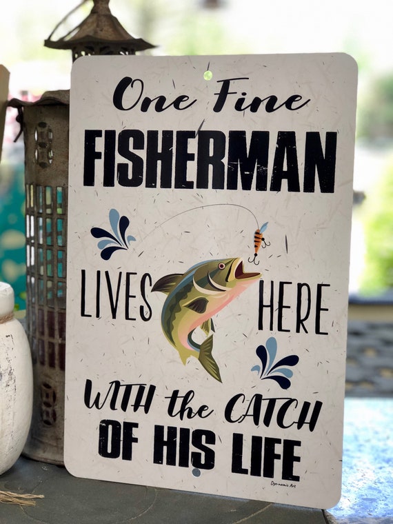 FISHERMANS RULES Tin Metal Wall Garage Bar Sign Decor Collectible Classic Cabin