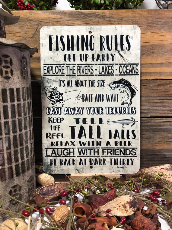 Fishing Rules Fishing Rules Sign Metal Fishing Sign 12x8 | Etsy