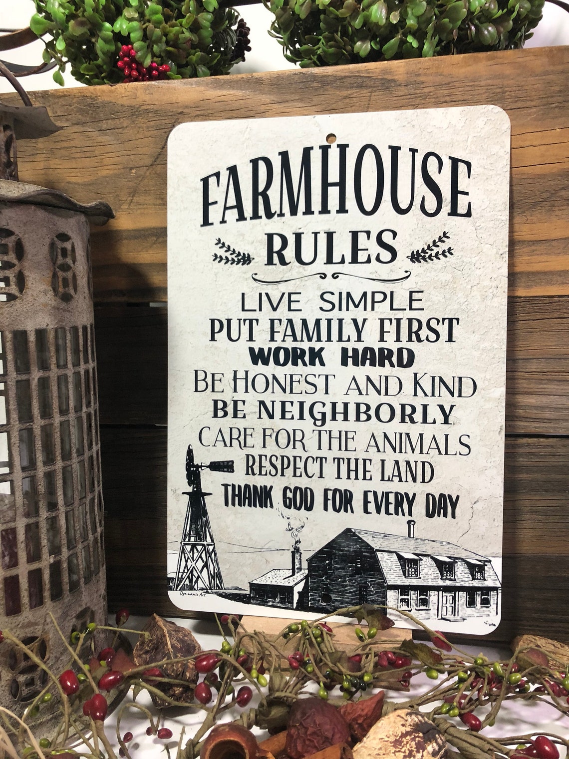 Farmhouse Rules Sign Farm Sign Home Decor Farmhouse Etsy