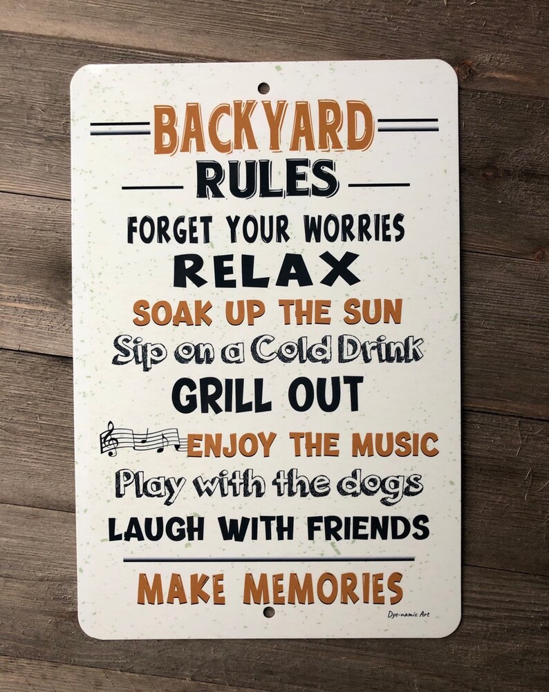 Backyard Rules Metal Sign Funny Sign Home Decor Outdoor | Etsy