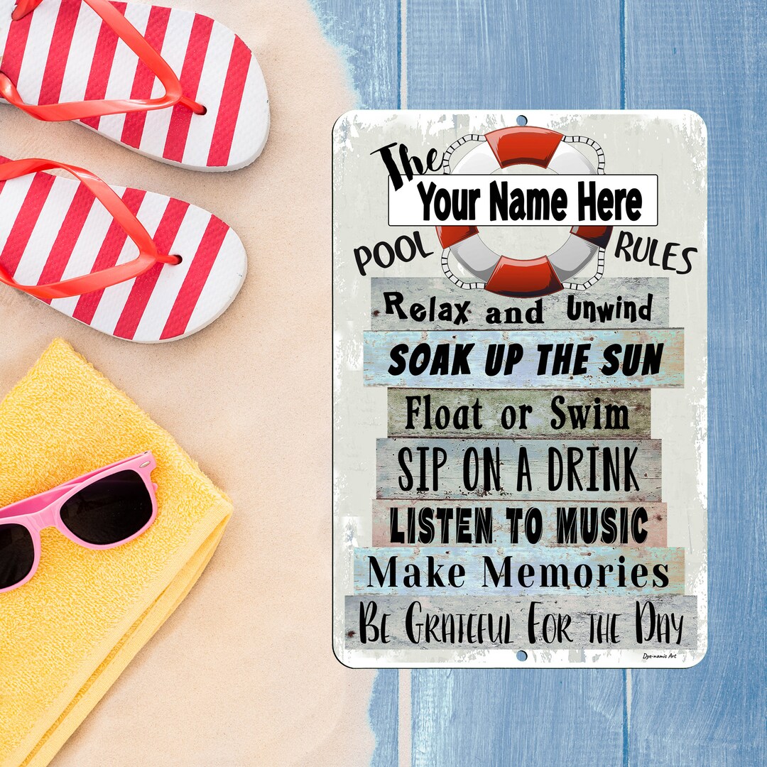 Personalized Pool Rules Metal Sign: Custom Poolside Decor - Etsy