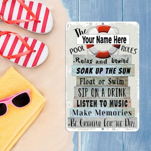 Personalized Pool Rules- Metal Sign - Beach decor - Home Decor - Outdoor Decor - Custom Sign - Pool Decor - Pool Sign - Red