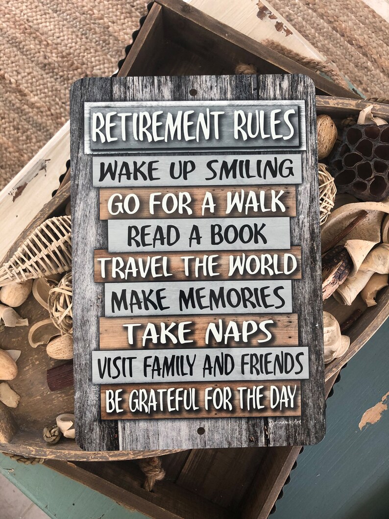 Retirement Rules Metal Sign Home Decor Retirement Gift Etsy