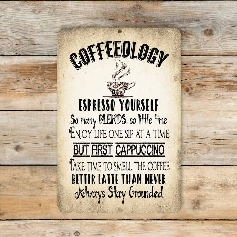 Coffeeology Metal Sign | Coffee Bar Decor | Funny Kitchen Wall Art | Barista Gift image 7
