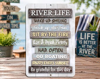 River Life Sign | Rustic River Cabin Decor | Lake House Gift